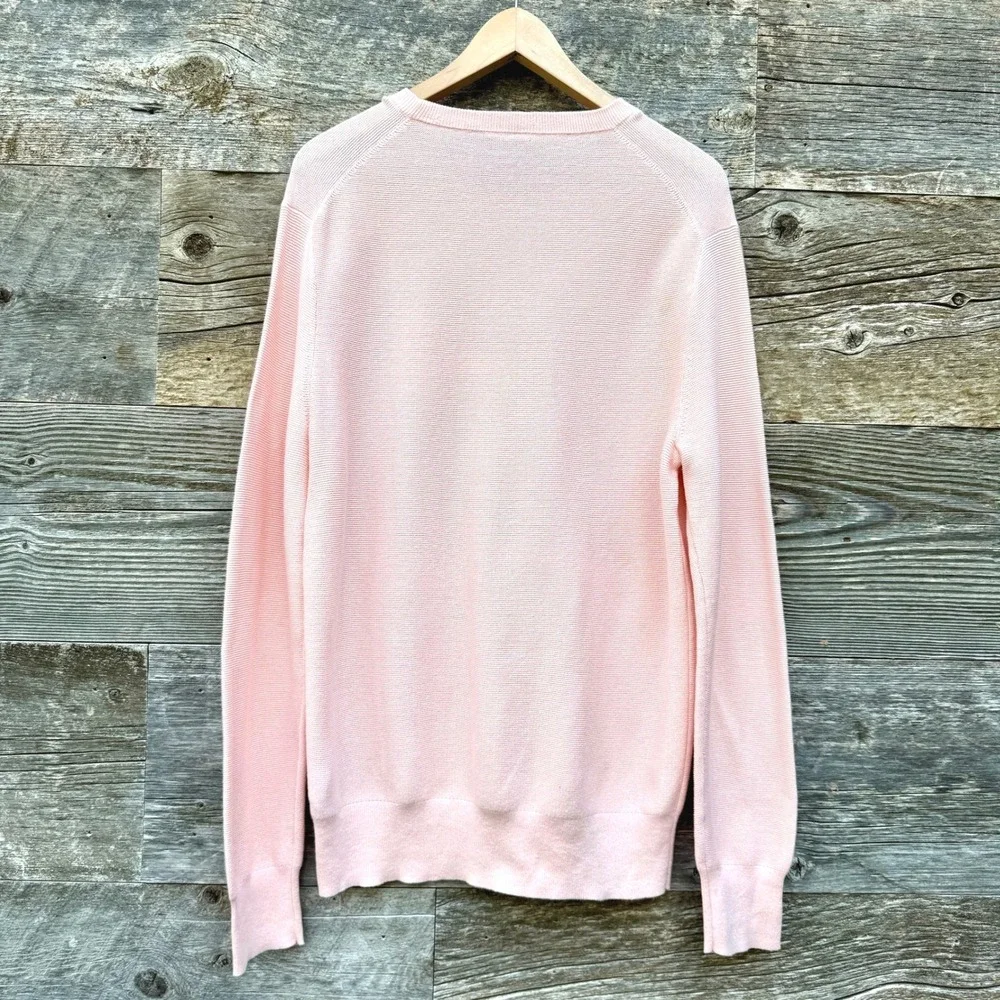 J Crew Mens Cotton Garter Stitch Crew Sweater M Icy Orchid Light Academia Preppy